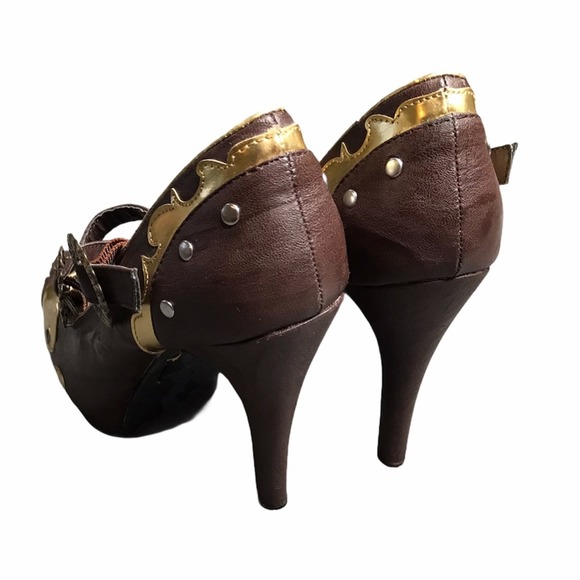 Elle | New Unique Embroidered Flame Heels gold - Picture 8 of 10